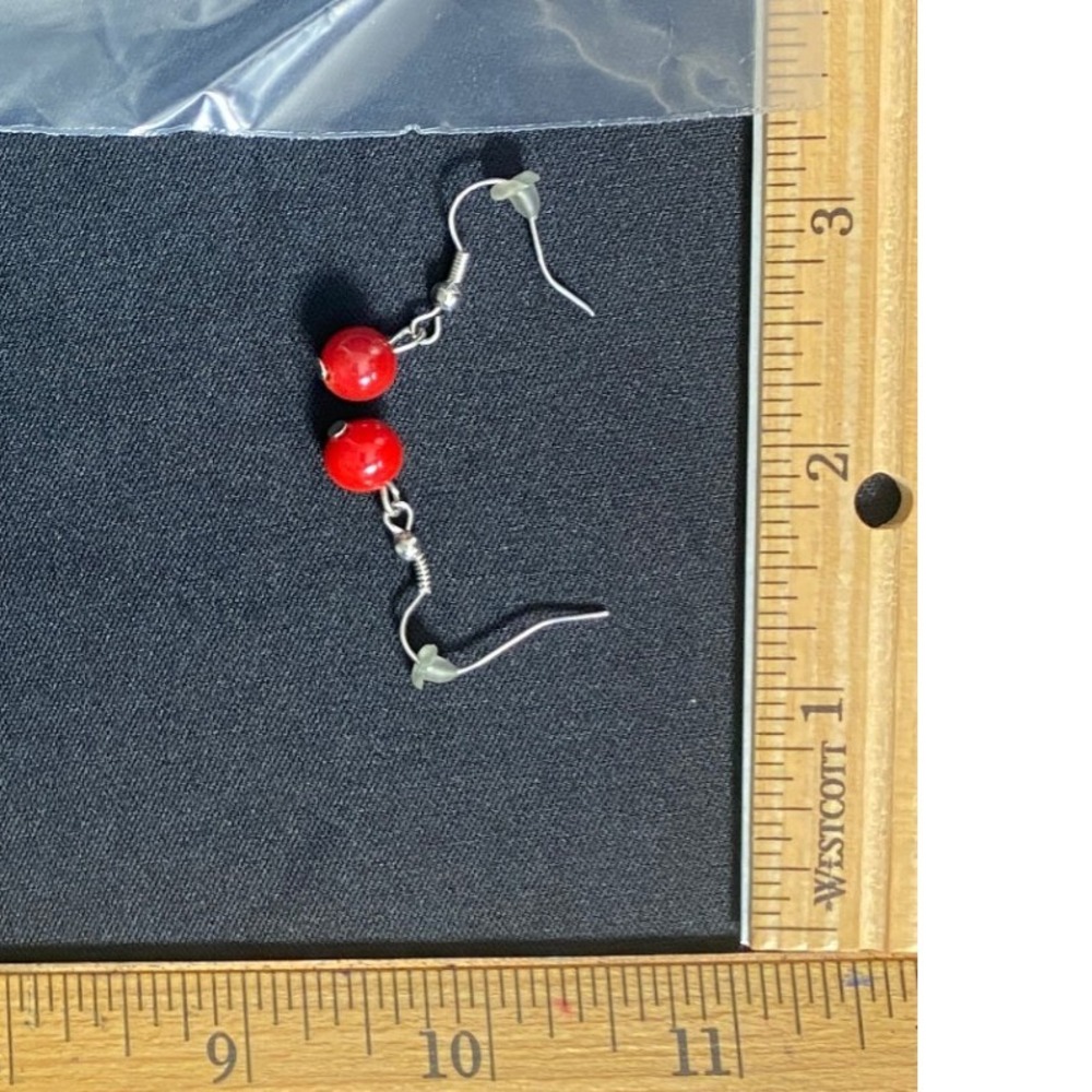 Red Beaded Dangle Earrings Women Fashion Jewelry